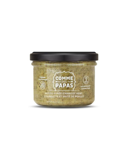 Petite purée d'haricot vert, courgette et sauté de poulet 