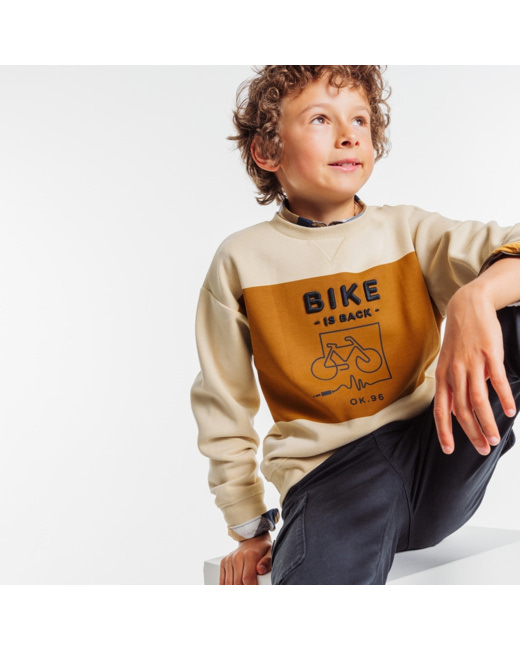 Sweat-shirt en molleton Bike is Back beige garçon