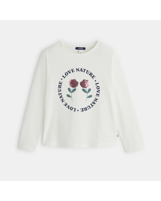 T-shirt à message "Love nature" rose fille