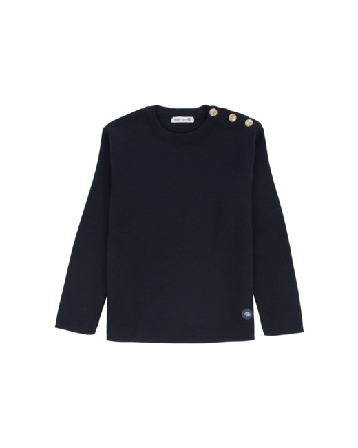 Pull Marin uni "Riec" Kids - laine - Navire