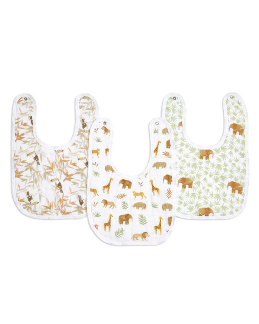 Lot de 3 bavoirs en mousseline de coton Tanzania