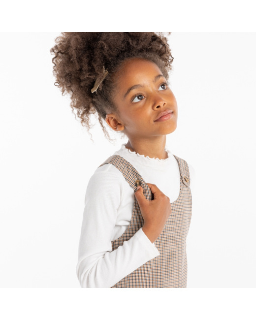 T-shirt côtelé broderie cœur blanc fille