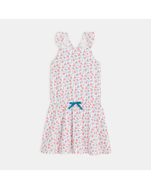 Robe courte en jersey imprimé rose fille