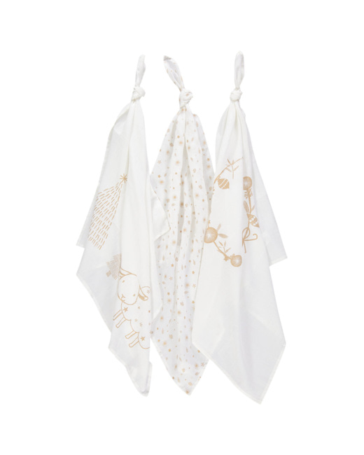Lot de 3 langes en coton à imprimé fantaisie Hiver magique