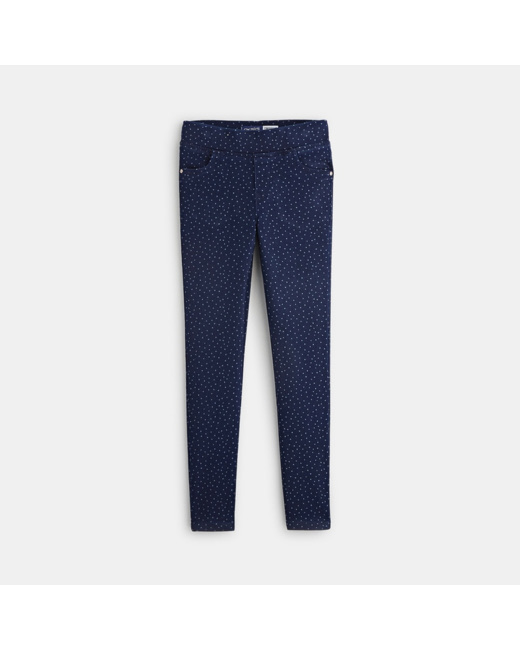 Jeggings denim à pois bleu fille