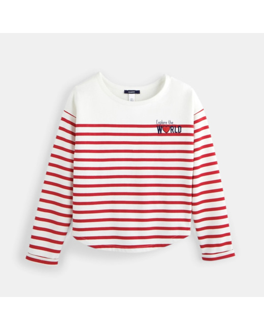 Sweat molleton à motif rouge fille