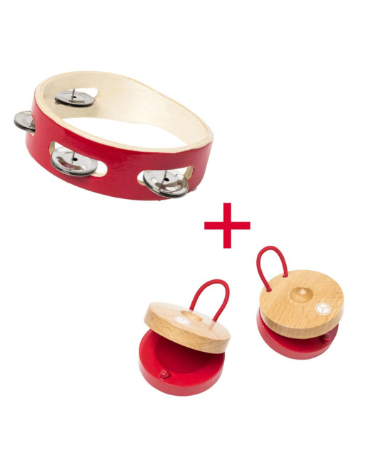 Lot Tambourin cymbalettes et paire de castagnettes