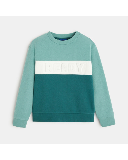 Sweat-shirt tricolore vert garçon