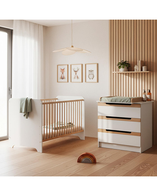 Chambre Duo Carrousel Lit bébé + Commode à langer