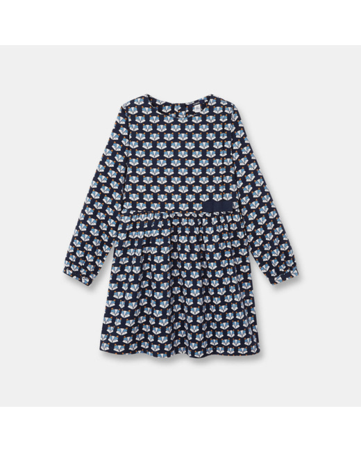 Robe en velours imprimé bleue fille