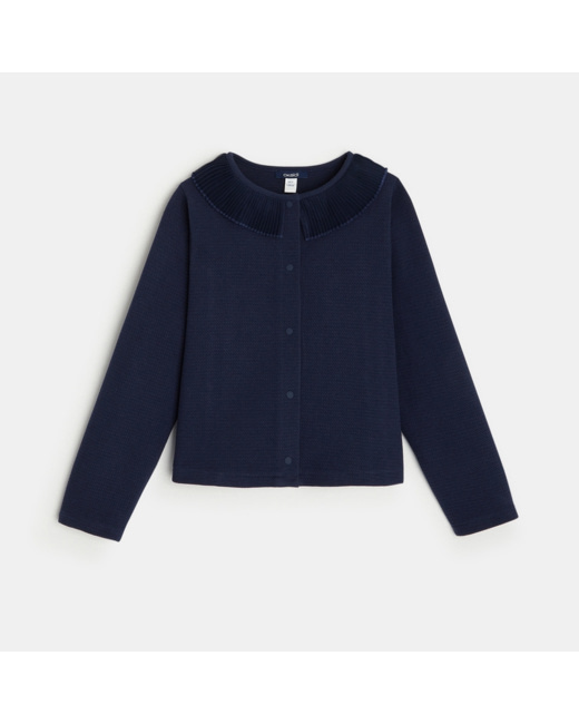 Cardigan à col collerette bleu fille