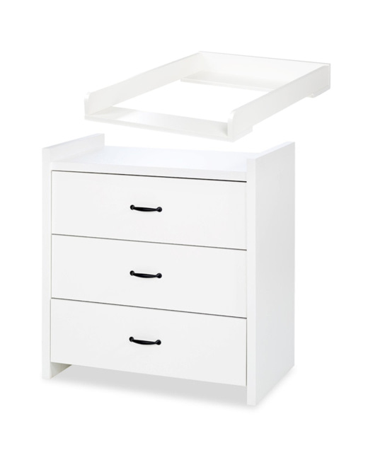Commode bébé avec plan à langer amovible et 3 tiroirs AMELIA 