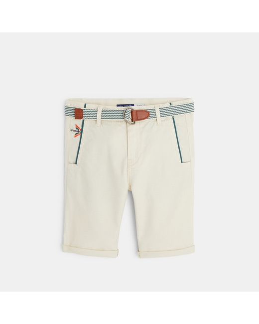 Bermuda slim en toile piquée blanc garçon