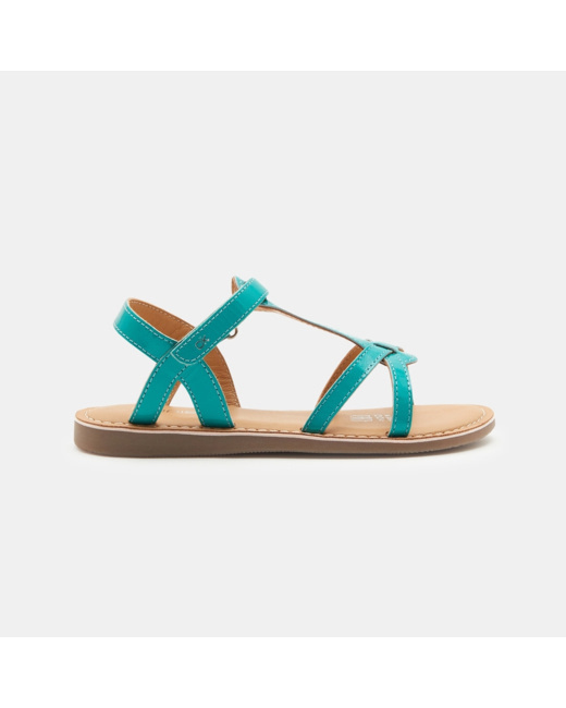 Sandales multibrides en cuir verni vertes fille