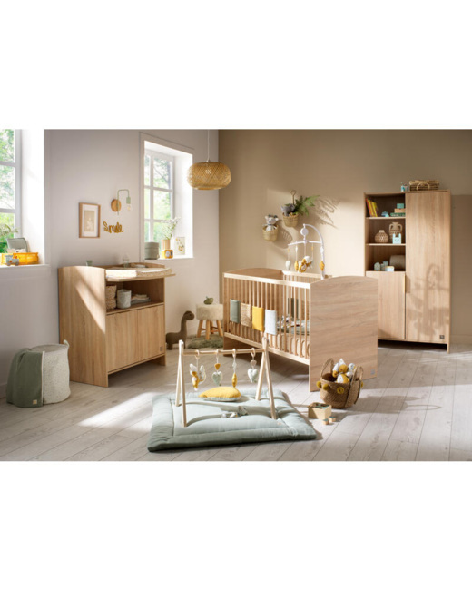 Chambre Trio Azur Lit bébé évolutif + Commode + Armoire