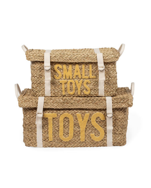 Lot de 2 paniers de rangement en rotin + sangles