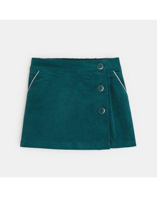 Jupe-short en velours côtelé verte fille