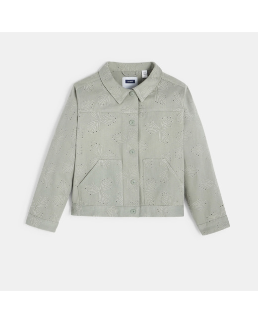 Veste en broderie anglaise vert fille