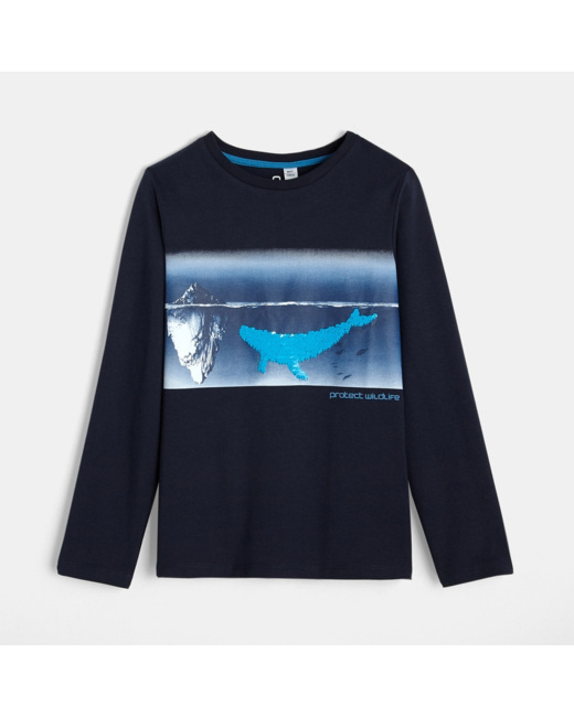 T-shirt à motif sequins magiques bleu garçon