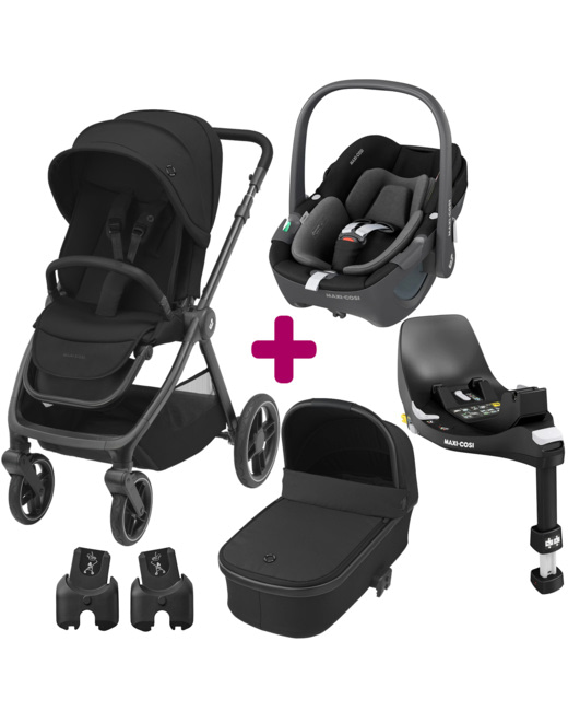 Poussette trio Oxford + nacelle Oria + siège auto Pebble 360 + base familyfix 360