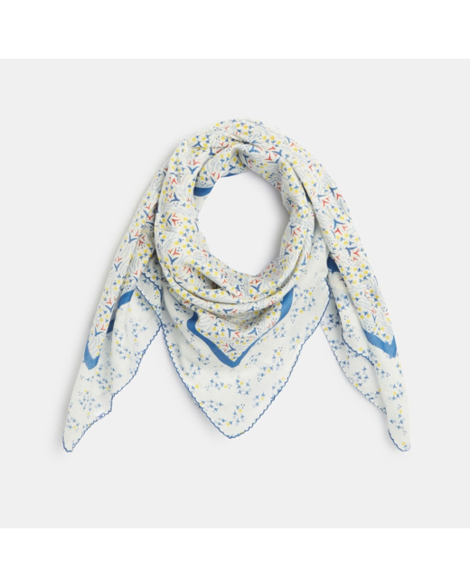 Foulard imprimé en popeline bleu fille