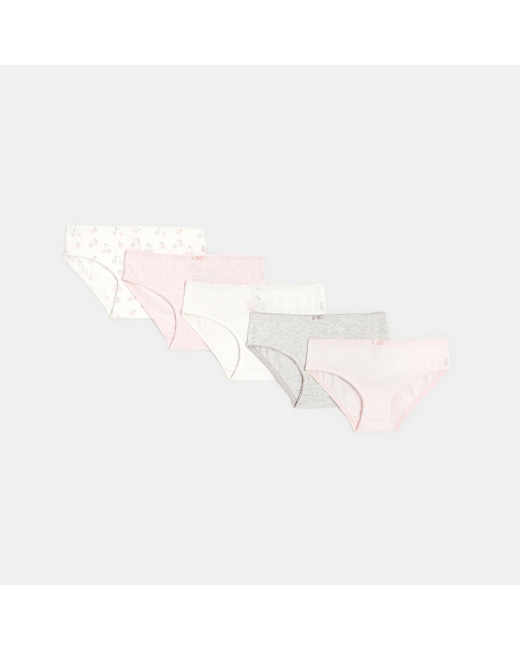 Culottes en coton (lot de 5) rose fille