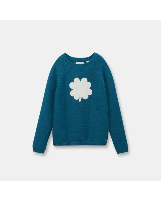 Pull irisé turquoise fille
