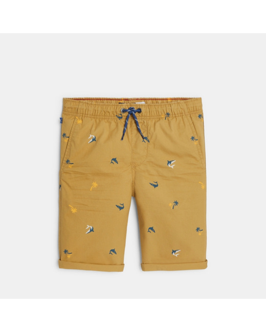 Bermuda imprimé coupe slim beige garçon