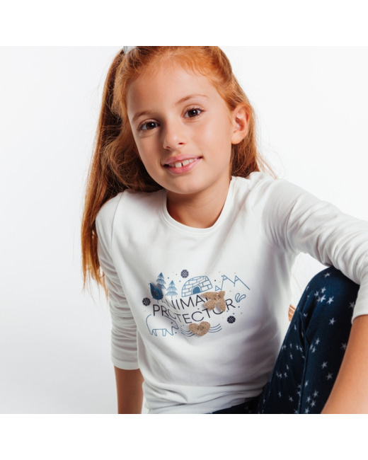 T-shirt personnalisable Animal Protector blanc fille