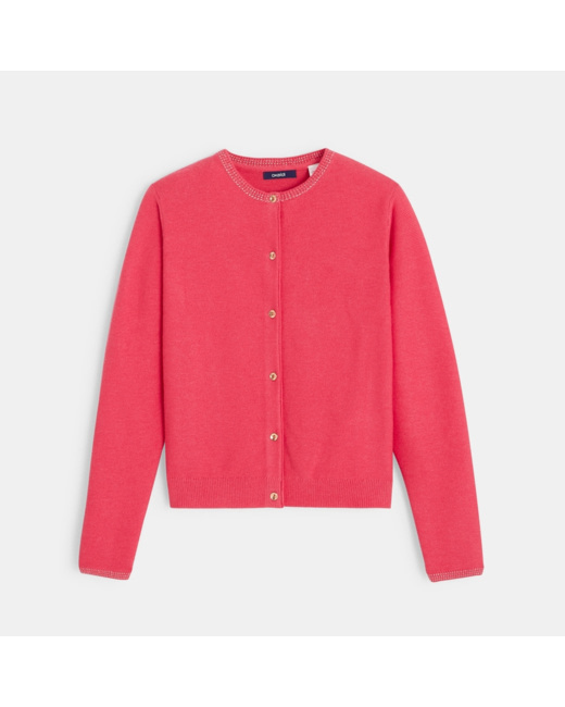 Gilet boutonné rose fille
