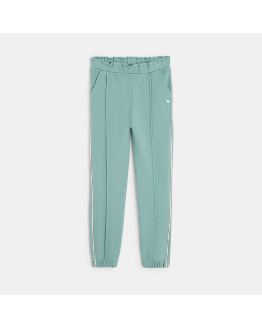 Jogging uni en jersey molletonné vert fille