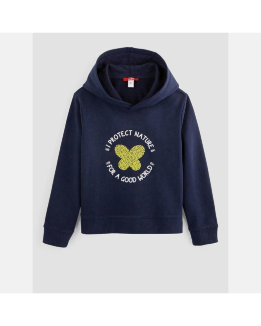 Sweat-shirt à capuche bleu fille