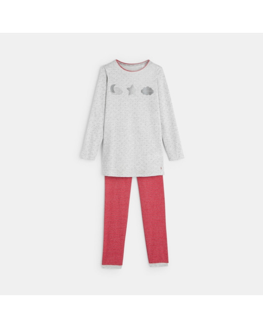 Pyjama 2 pièces en jersey gris fille