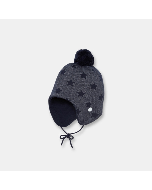 Bonnet doublé polaire étoiles jacquard bleu fille