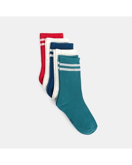 Chaussettes côtelées (lot de 5) rouges garçon