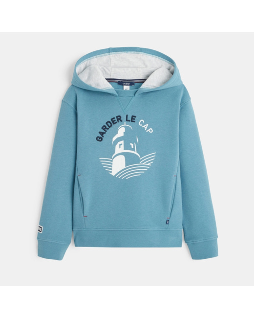 Sweat-shirt à capuche fourrée bleu garçon