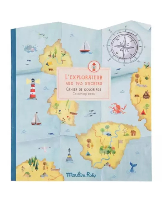 Cahier de coloriage avec 195 stickers L'explorateur