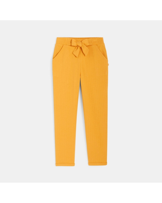 Pantalon en jersey gaufré jaune fille