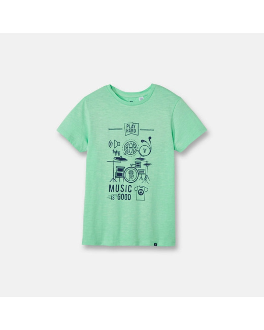 T-shirt à message vert garçon
