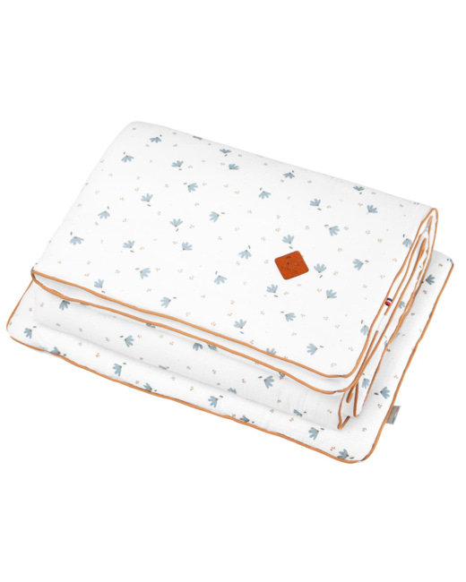 Couette et oreiller - prêt à dormir, gaze de coton, Bleuet