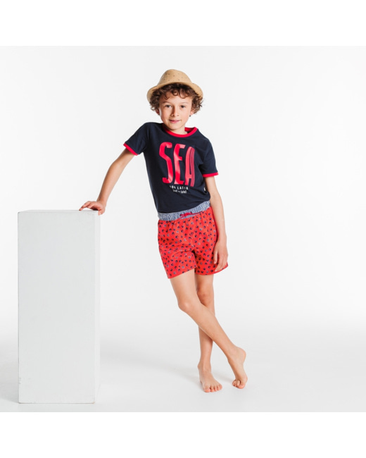 Short de bain imprimé rouge garçon