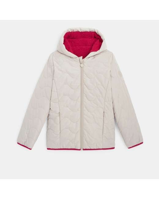 Blouson matelassé et moumoute réversible beige fille
