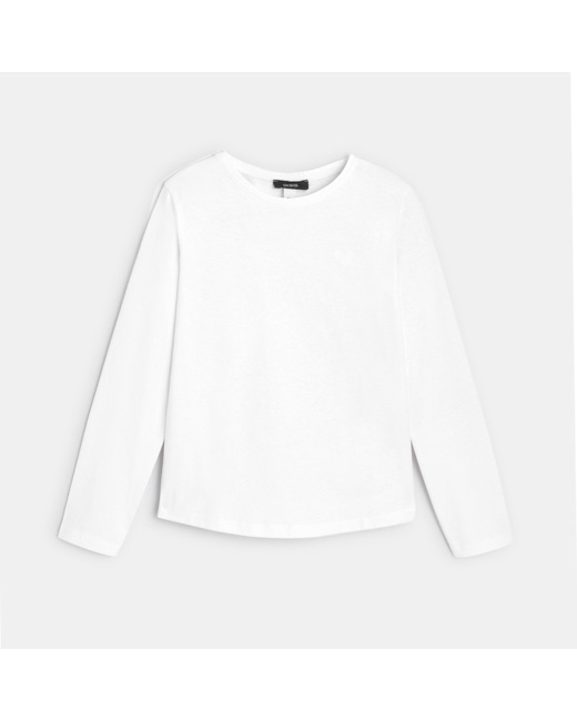 T-shirt basique motif cœur blanc fille