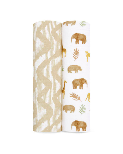 Lot de 2 langes en mousseline de coton Tanzania