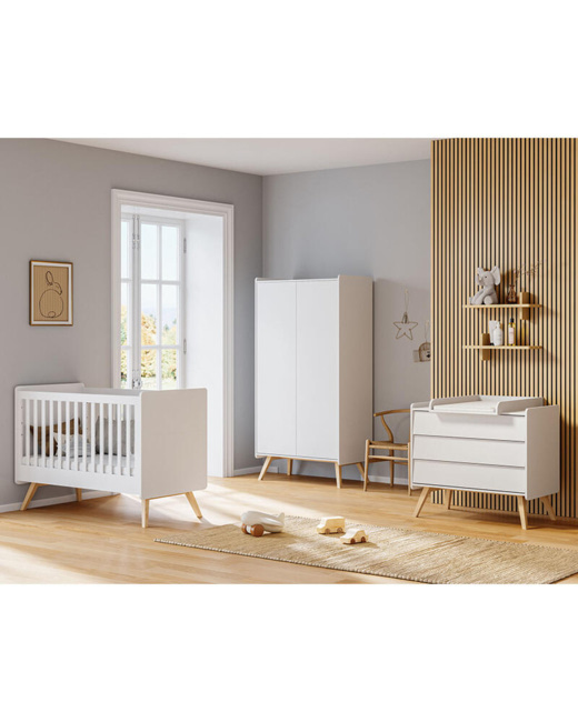 Chambre Trio Lit Evolutif Commode Armoire 3 Portes Vintage