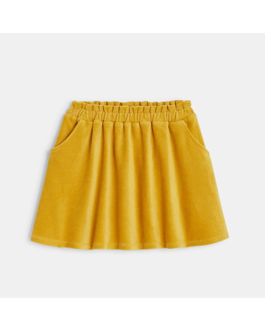 Jupe courte en velours côtelé jaune fille