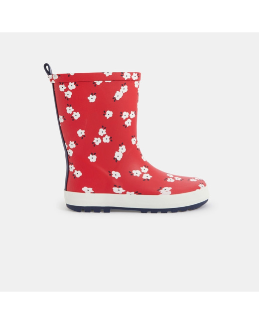 Bottes de pluie fleuries rouges fille