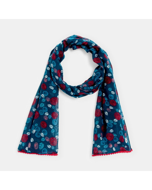 Foulard imprimé et biais pompon vert fille