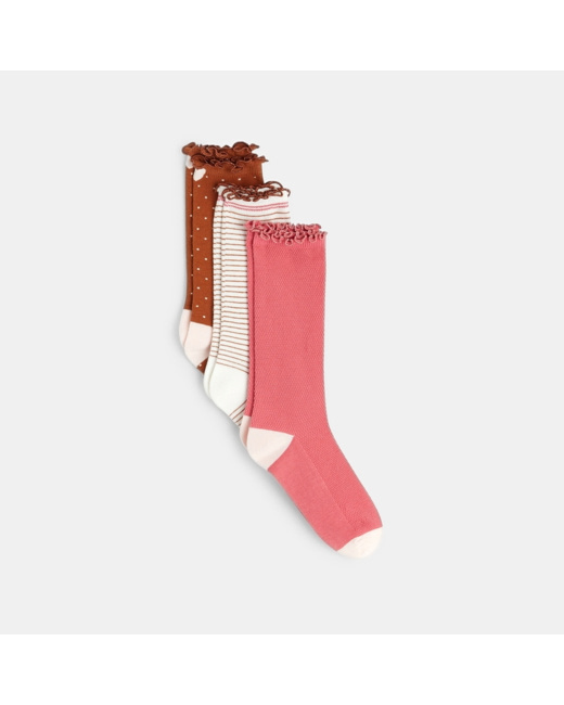 Lot de 3 paires de chaussettes bord frou-frou bleues fille