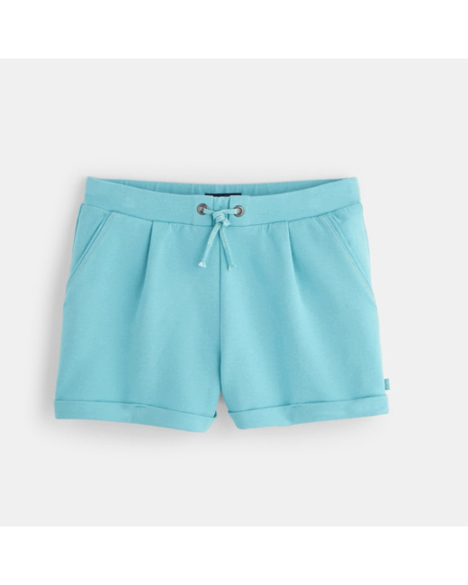Short en molleton uni bleu fille